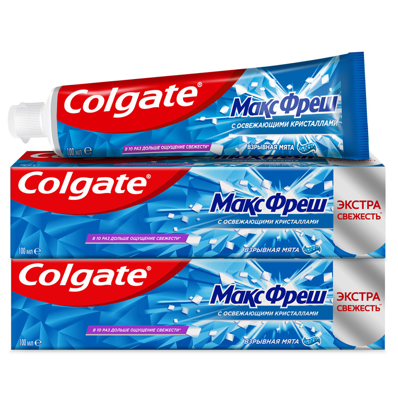 Комплект Зубная паста Colgate Макс фреш Взрывная мята 100 мл х 2 шт. комплект зубная паста colgate крепкие зубы свежее дыхание 100 мл х 2 шт