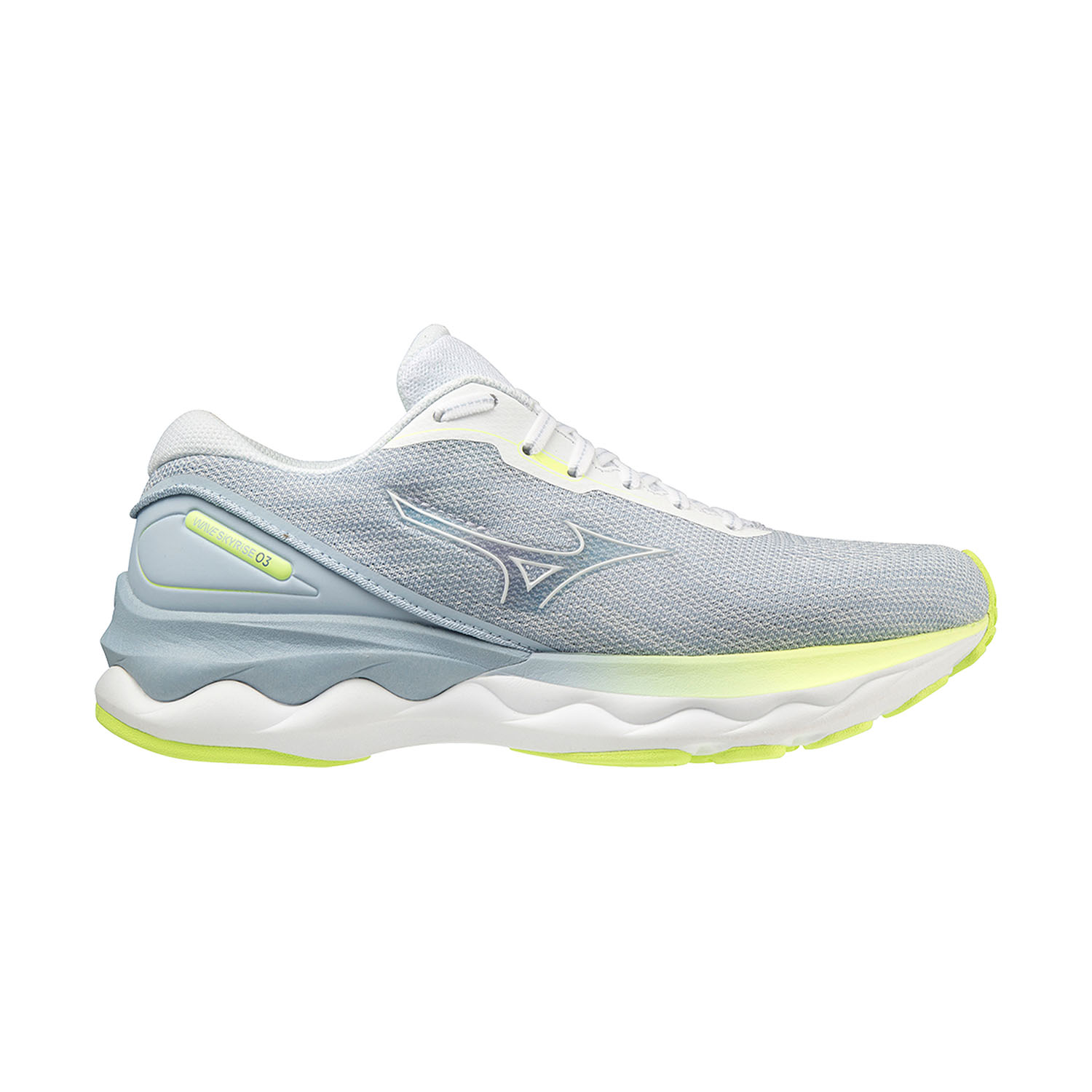 Спортивные кроссовки женские Mizuno Wave Skyrise 2 светло-серый/белый/лимонный UK 4,5