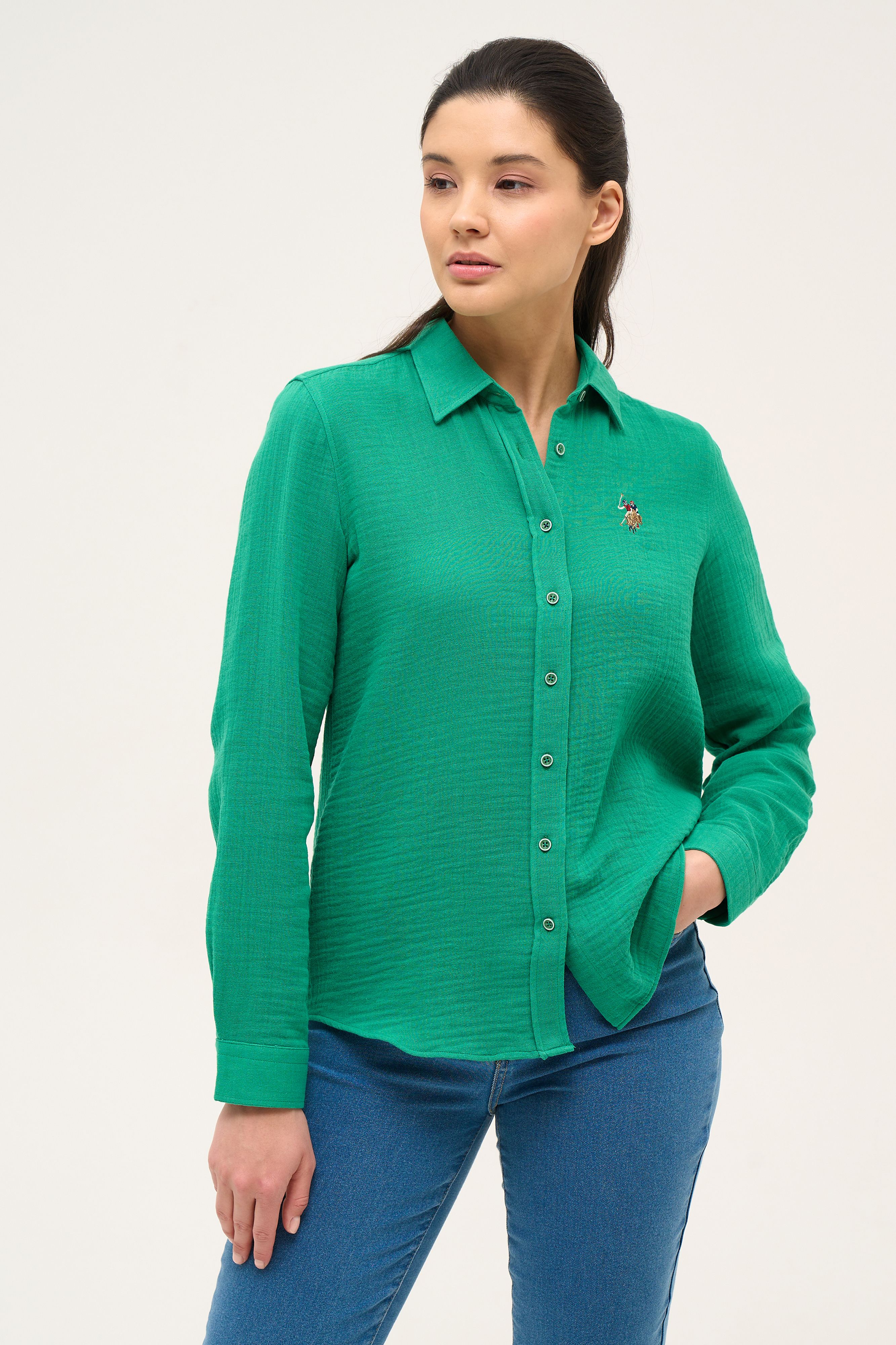 

Рубашка женская U.S. POLO Assn. G082SZ0040MUSLIKA зеленая 40, Зеленый, G082SZ0040MUSLIKA