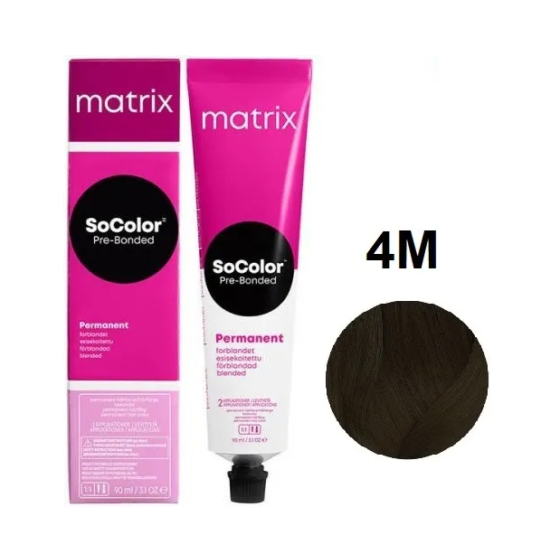 Крем-краска Matrix SoColor Pre-Bonded 4M шатен мокка пепельный 90 мл