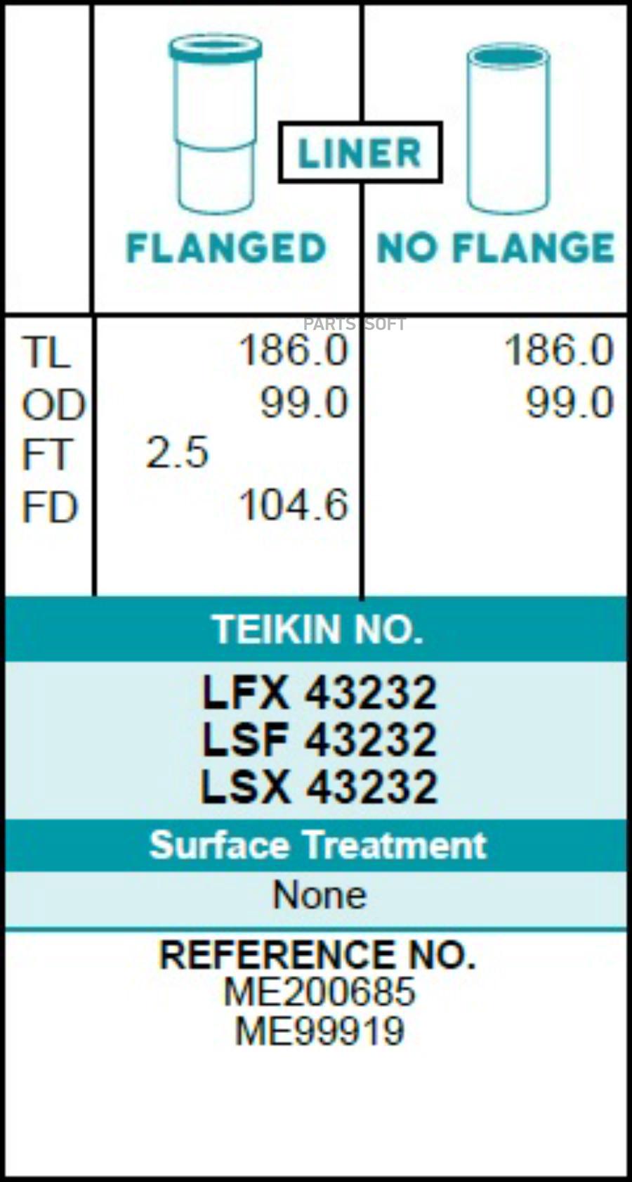 TEIKIN Гильзы (к-т 4шт)  1шт TEIKIN LSX43232