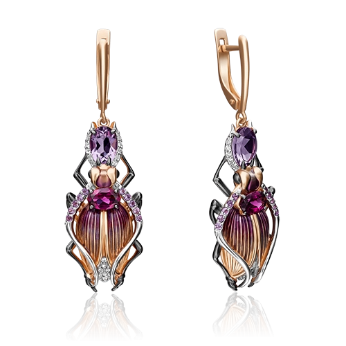 

Серьги из золота с аметистом/топазом/гранатом PLATINA jewelry 02-4353-00-712-1110-57, 02-4353-00-712-1110-57