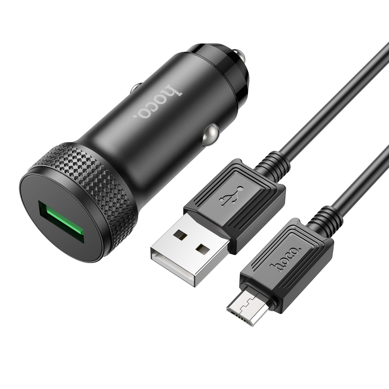 Автомобильное зарядное устройство Hoco Z49A 1USB 3.0A QC3.0 micro USB Black