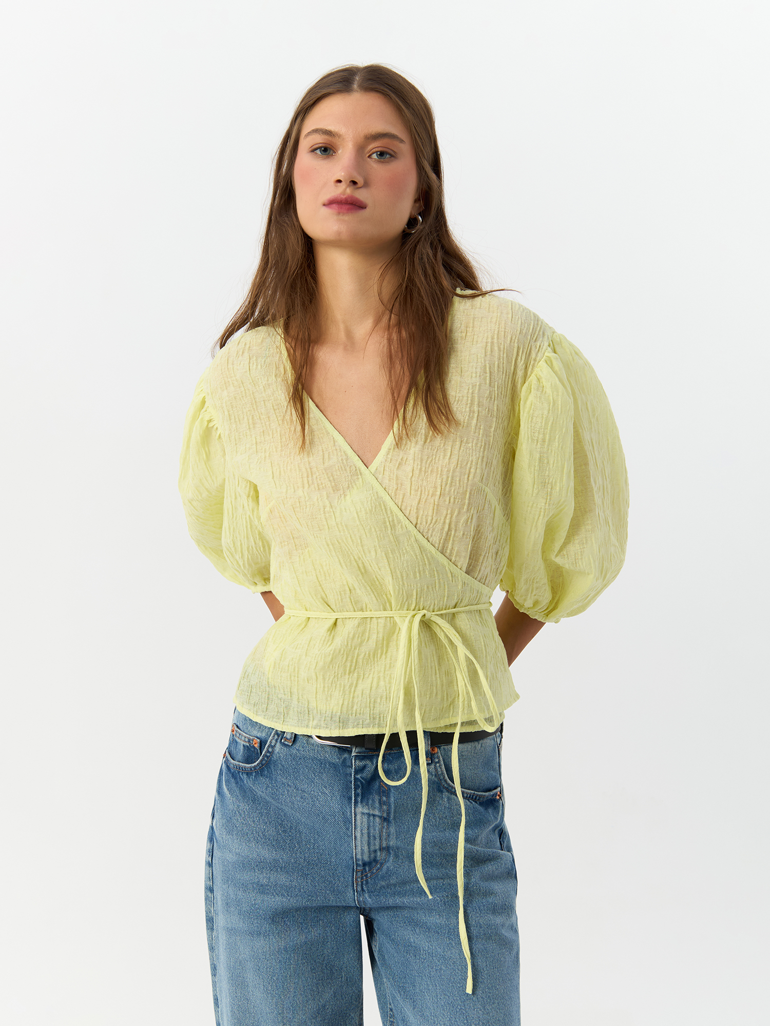 

Блуза женская H&M 888035002 желтая 32 EU, Желтый, 888035002
