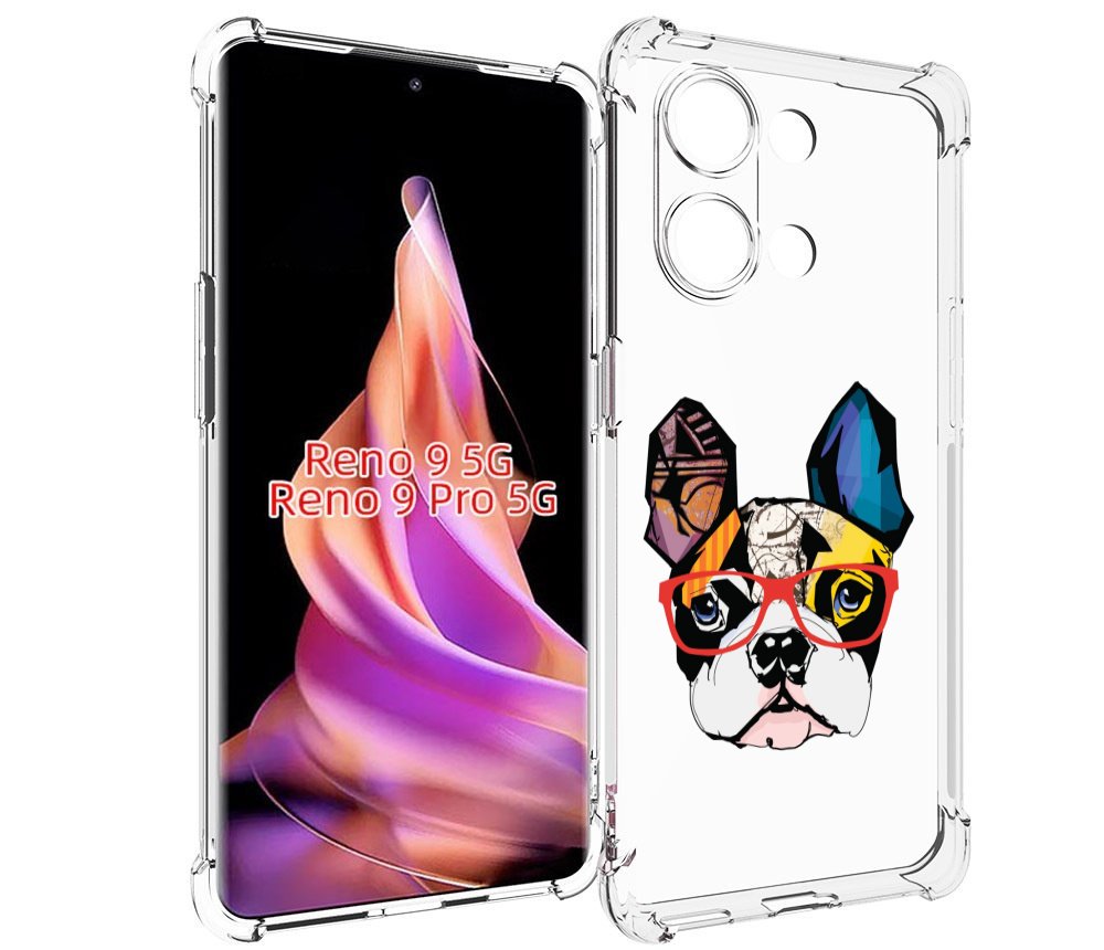 

Чехол MyPads Мопс-в-очках для Oppo Reno 9/Reno 9 Pro, Прозрачный, Tocco