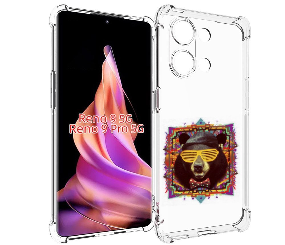 

Чехол MyPads Медведь в очках для Oppo Reno 9/Reno 9 Pro, Прозрачный, Tocco