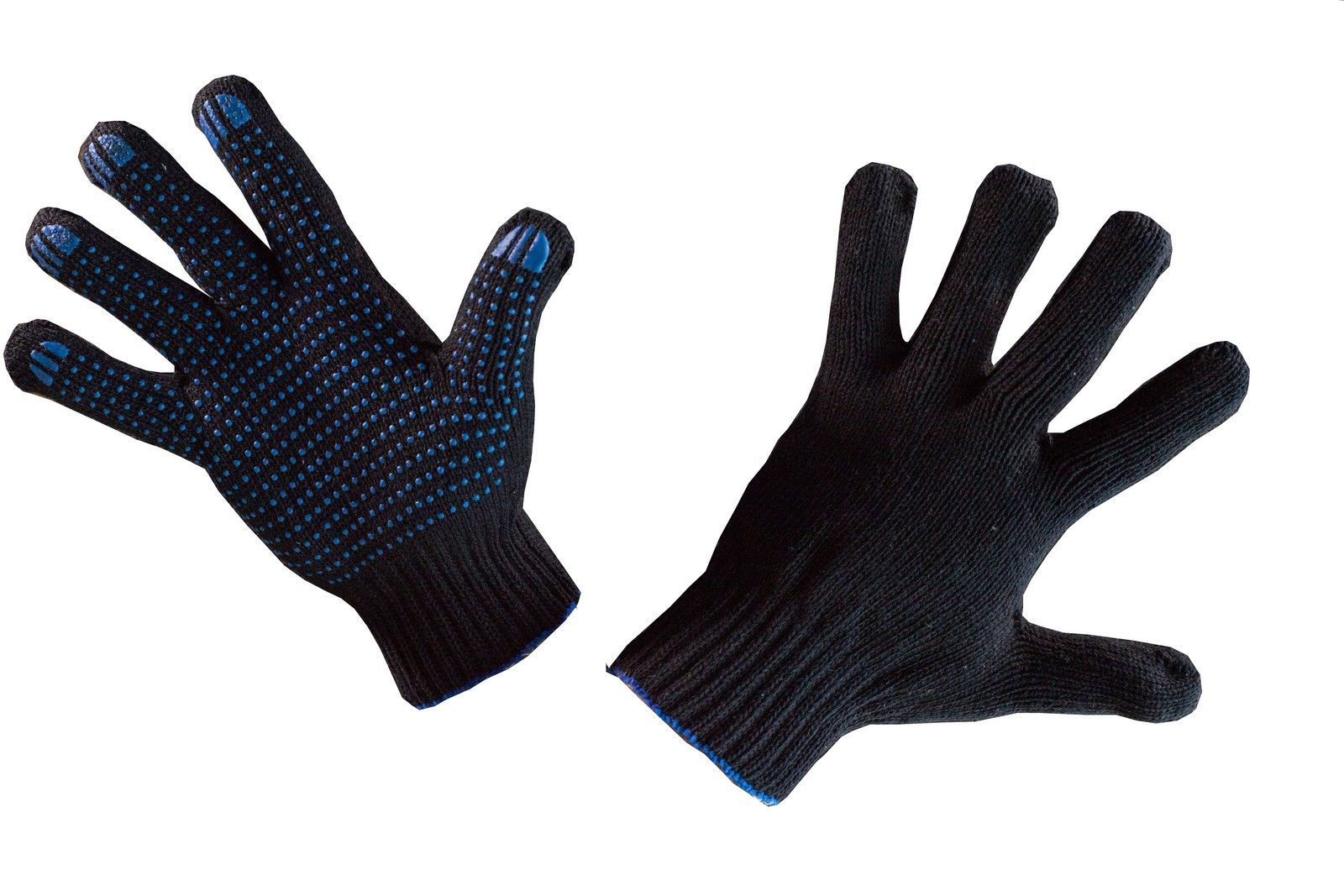 69-99903-SX_перчатки! х/б с покрытием ПВХ размер 9 (7,5 класс вязки, 4 нити, черные, серые
