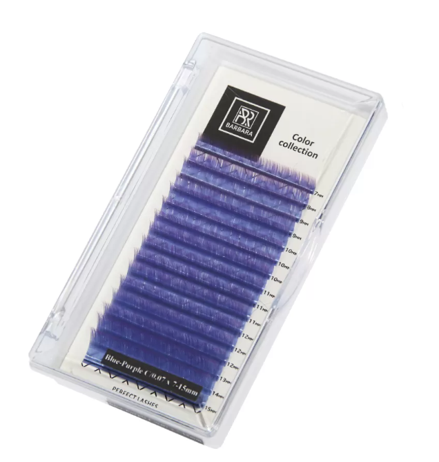 Ресницы на ленте Barbara Комбинированные сине-фиолетовые Микс C 0.07 7-15mm