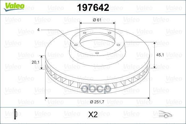 

Диск Тормозной Nissan Almera I(N15) 95-00 Перед X2 Valeo 197642