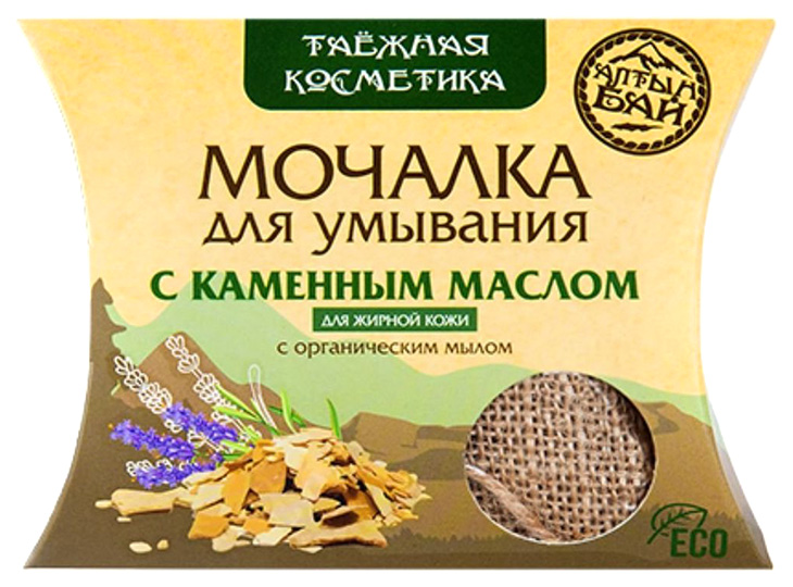 Мочалка для умывания с органическим мылом Алтын С каменным маслом (Для жирной кожи), 60 г