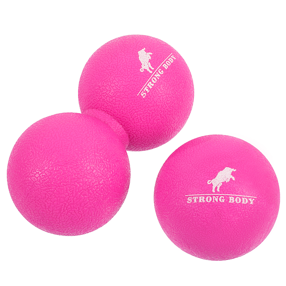 Набор массажных мячей для МФР STRONG BODY 6 см и 12 см классический и сдвоенный, розовый