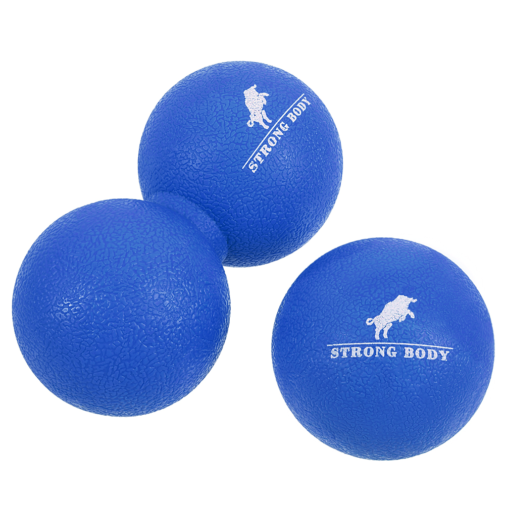 Набор массажных мячей для МФР STRONG BODY 6 см и 12 см классический и сдвоенный, синий