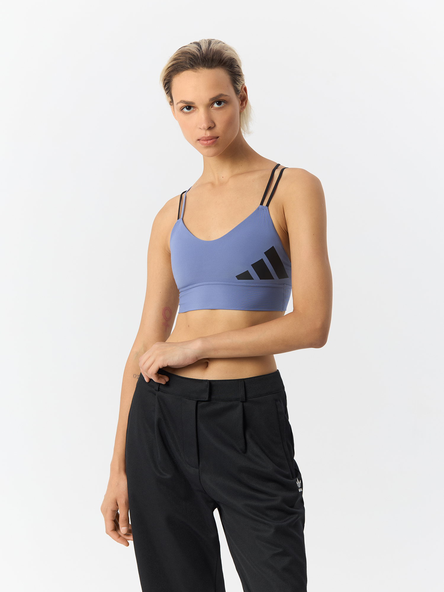 Топ женский Adidas 3 Bar Logo Strappy Light Impact Sports Bra GR8210 синий 2XS