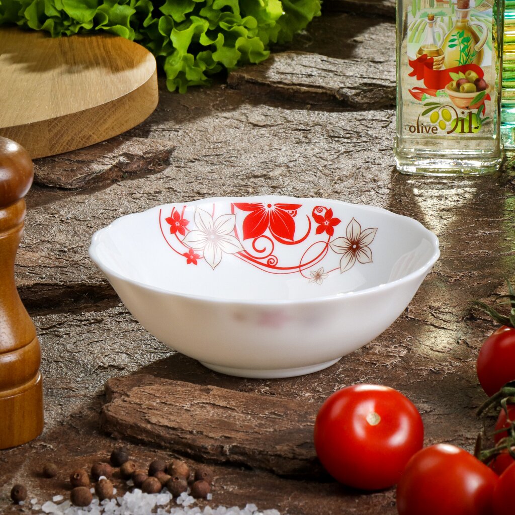 

Салатник стеклокерамика, круглый, 15 см, 0.4 л, Кармен, Daniks, BY13LHW60, белый