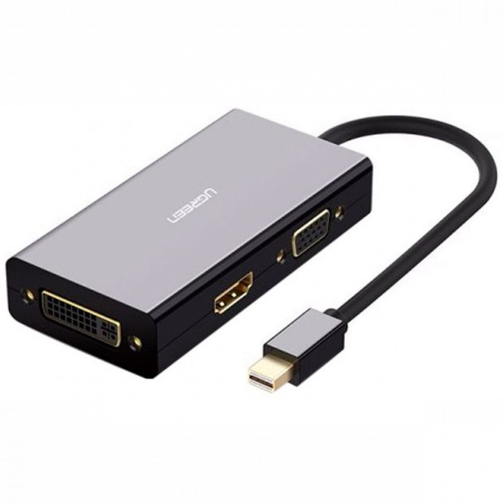 Адаптер uGreen Mini DisplayPort-HDMI/DVI/VGA вилка-розетка м 20418_ MD114 (20418) Mini DP to HDMI/VGA/DVI Converter 13,3 cm- BlackMD114 (20418) Mini DP to HDMI/VGA/DVI Converter 13,3 cm- Black черный