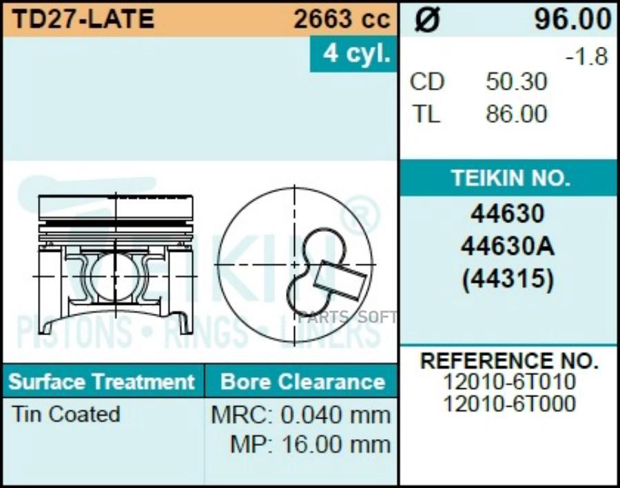 TEIKIN Поршни (к-т 4шт) STD  1шт