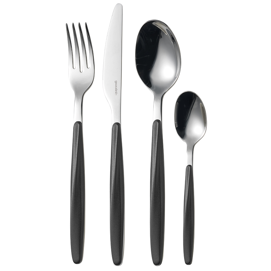 Набор из 24 предметов, на 6 персон Столовые приборы Guzzini Cutlery My Fusion, черные