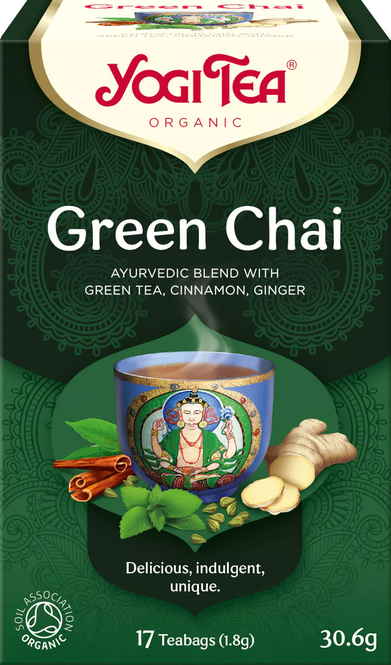 Чай в пакетиках Yogi Tea Green Сhai Зеленый Чай, Корица, Имбирь, 17 пакетиков