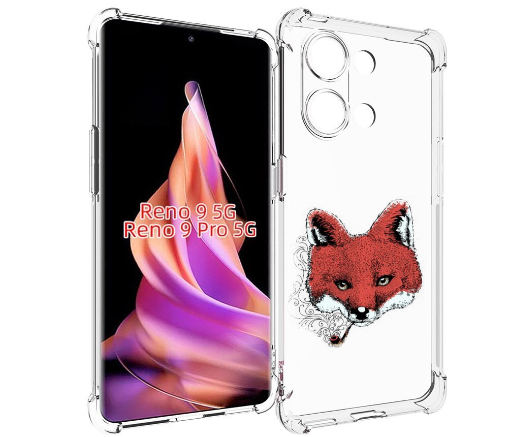 

Чехол MyPads Лис с трубкой для Oppo Reno 9/Reno 9 Pro, Прозрачный, Tocco