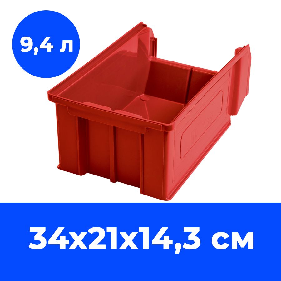 Ящик пластиковый СТАРКИТ, красный, 34х21х14 см, C-3