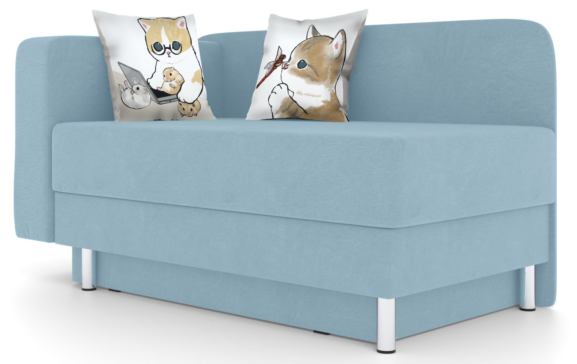 

Кушетка ОБСТАНОВКА.РУ Леон левый, Velour Light Blue, Котенок Стрекоза, Леон