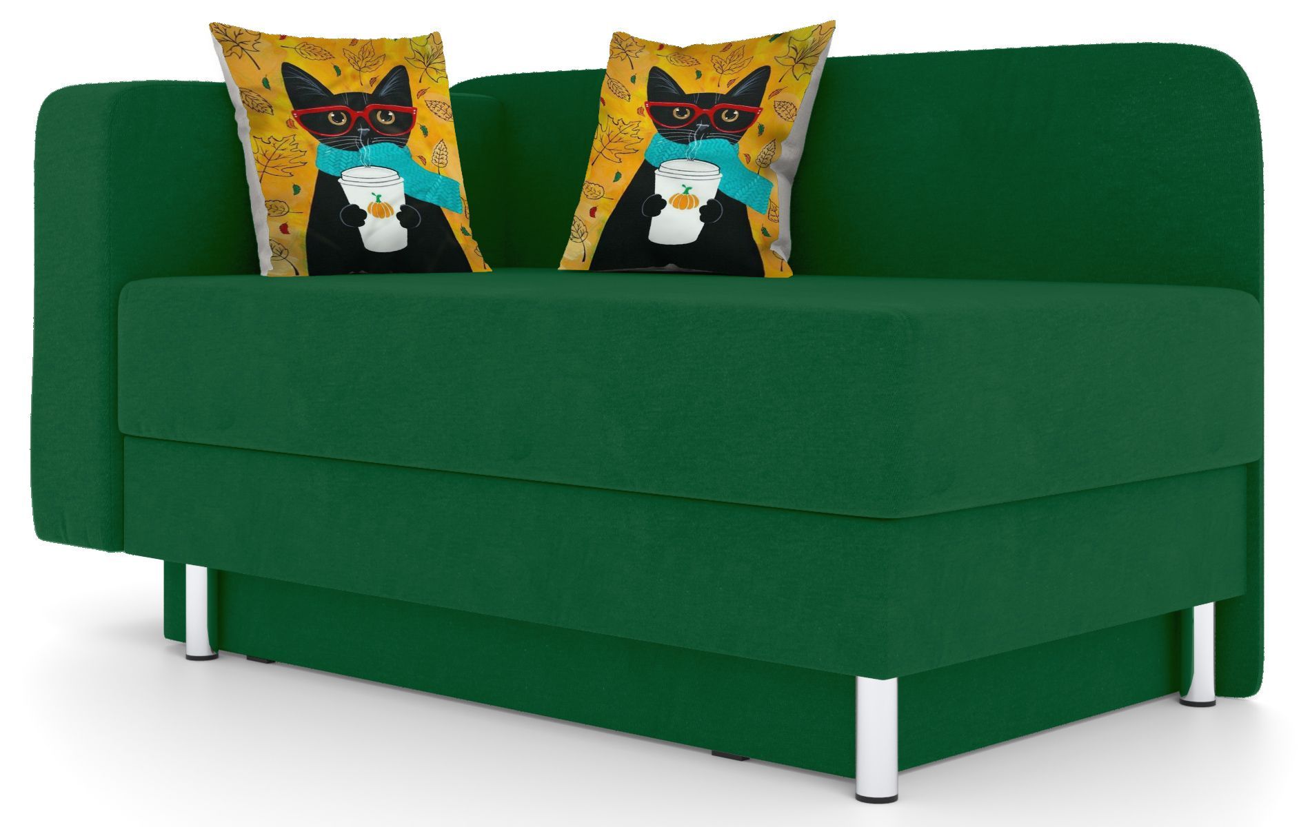 

Кушетка ОБСТАНОВКА.РУ Леон левый, Velour Emerald, Кот Персик, Леон