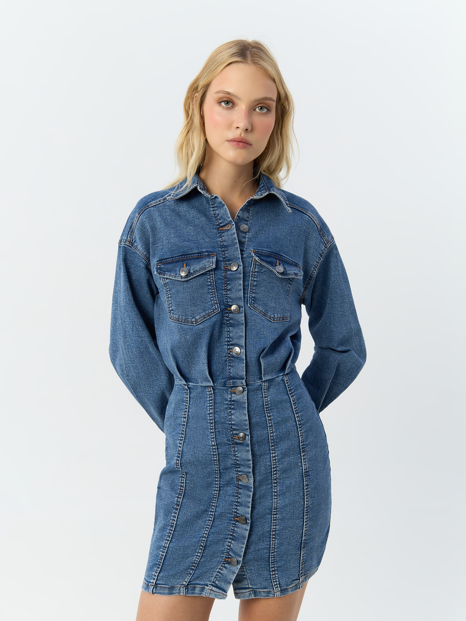 

Платье женское H&M 938422003 синее 32 EU, Синий, 938422003
