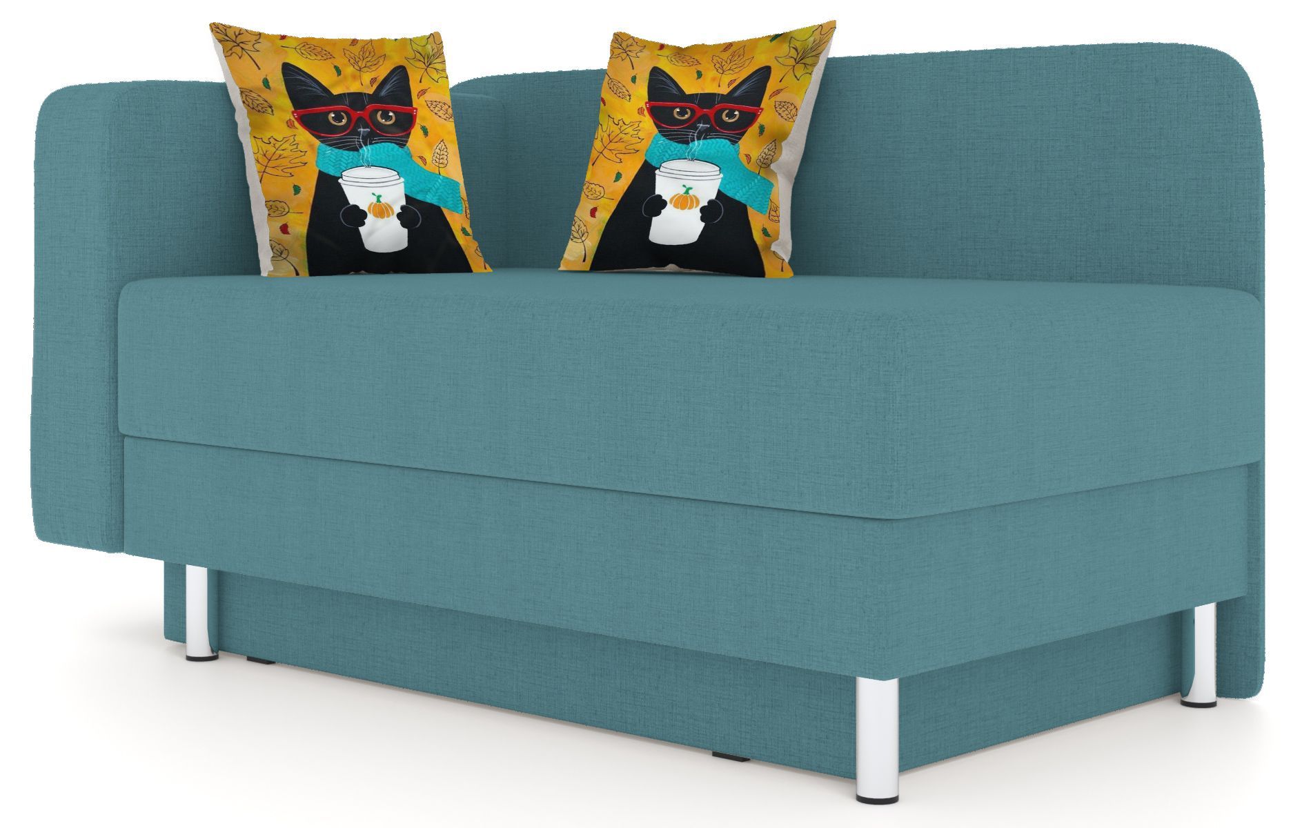 

Кушетка ОБСТАНОВКА.РУ Леон левый Textile Blue Кот Персик, Леон