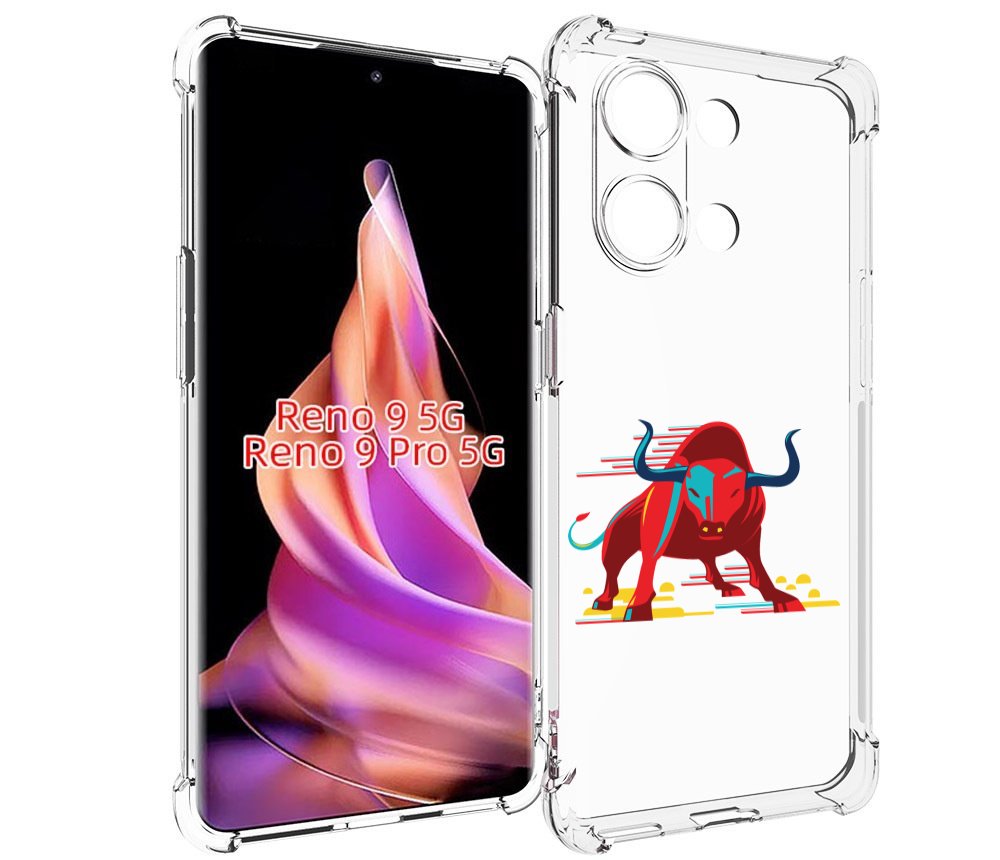 

Чехол MyPads Красный-бык для Oppo Reno 9 / Reno 9 Pro, Прозрачный, Tocco