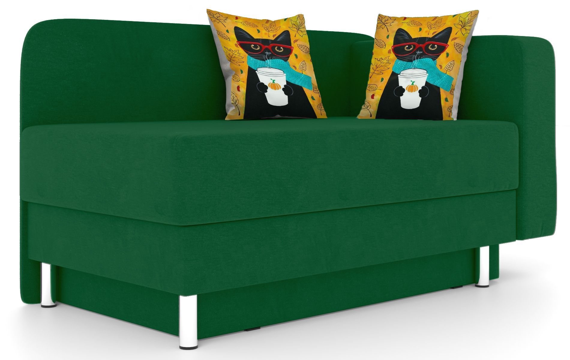 

Кушетка ОБСТАНОВКА.РУ Леон правый, Velour Emerald Кот Персик, Леон