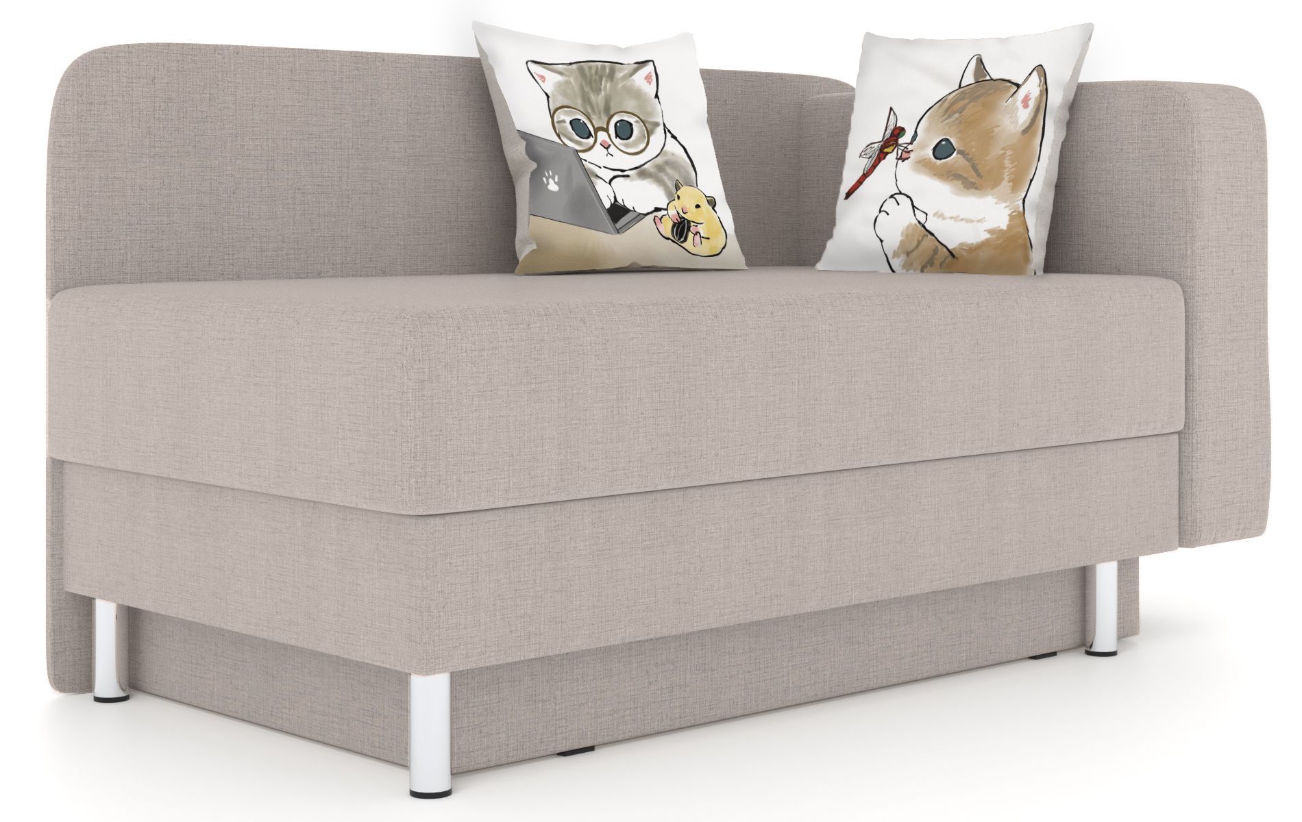 

Кушетка ОБСТАНОВКА.РУ Леон правый Textile Beige Котенок Стрекоза, Леон