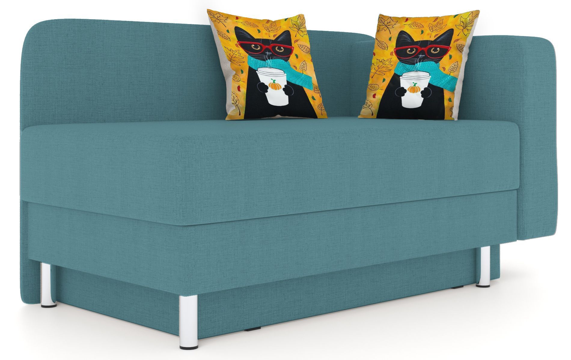 

Кушетка ОБСТАНОВКА.РУ Леон правый Textile Blue Кот Персик, Леон правый