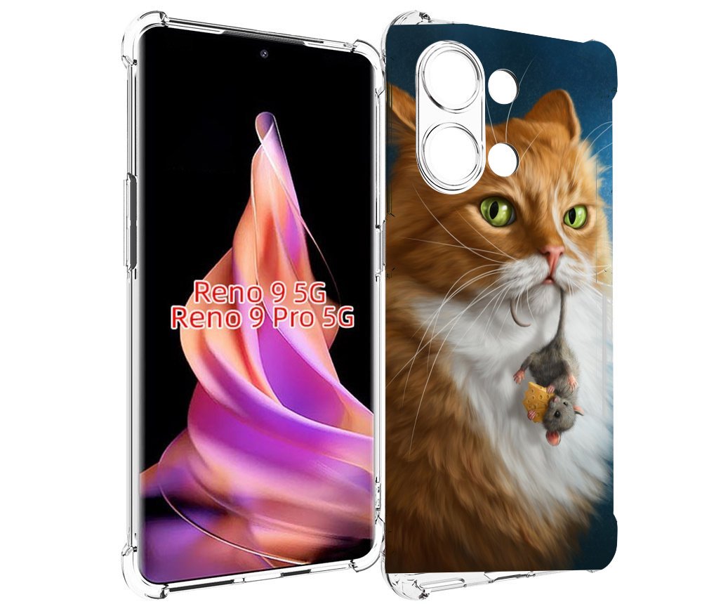 

Чехол MyPads Кот-и-мышь для Oppo Reno 9/Reno 9 Pro, Прозрачный, Tocco