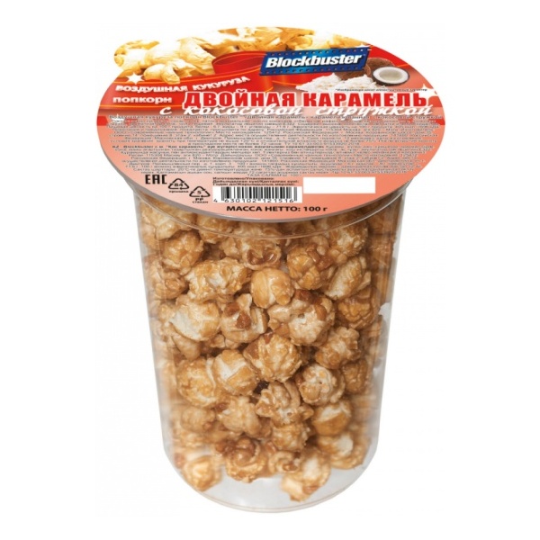 Попкорн Blockbuster Двойная карамель с кокосовой стружкой 100 г