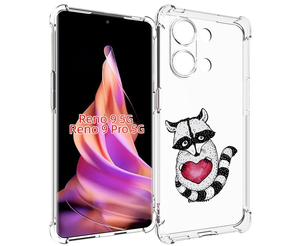 

Чехол MyPads Енот с сердечком для Oppo Reno 9/Reno 9 Pro, Прозрачный, Tocco