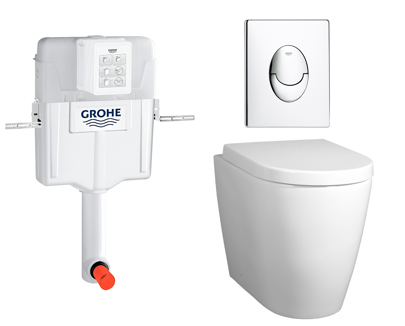 

Комплект: смывной бачок Grohe + унитаз Marino + кнопка хром, 535602