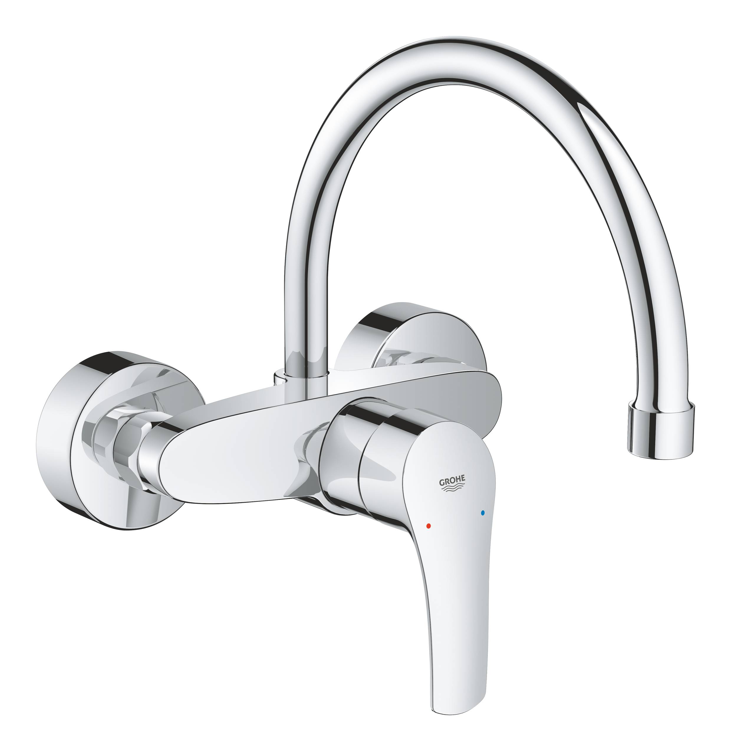 Смеситель для кухни GROHE Eurosmart 2021, настенный, высокий излив, 245 мм, хром, 32482003