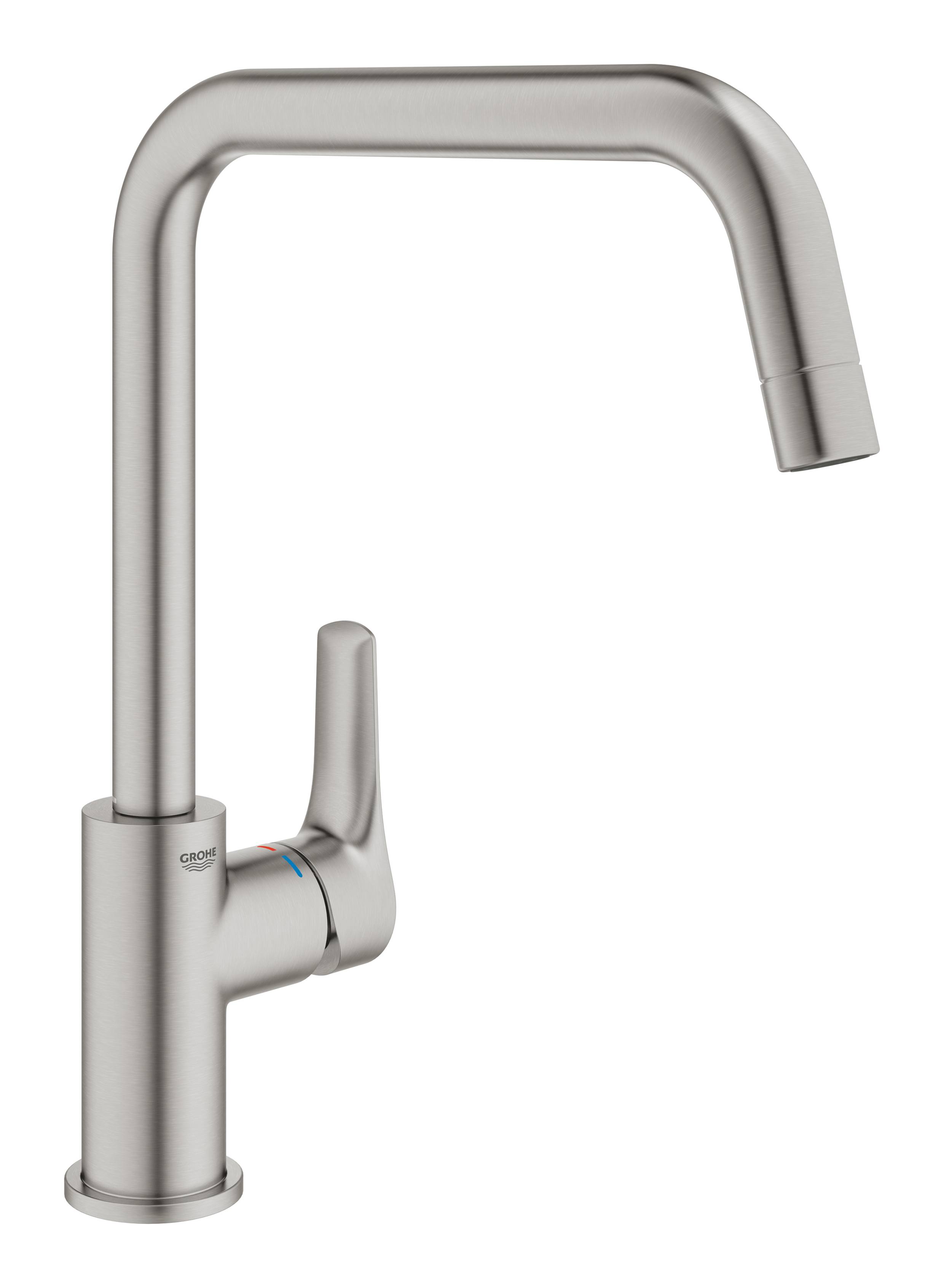 

Смеситель для кухни GROHE Eurosmart 2021, U-образный высокий излив, суперсталь (30567DC0), Серебристый