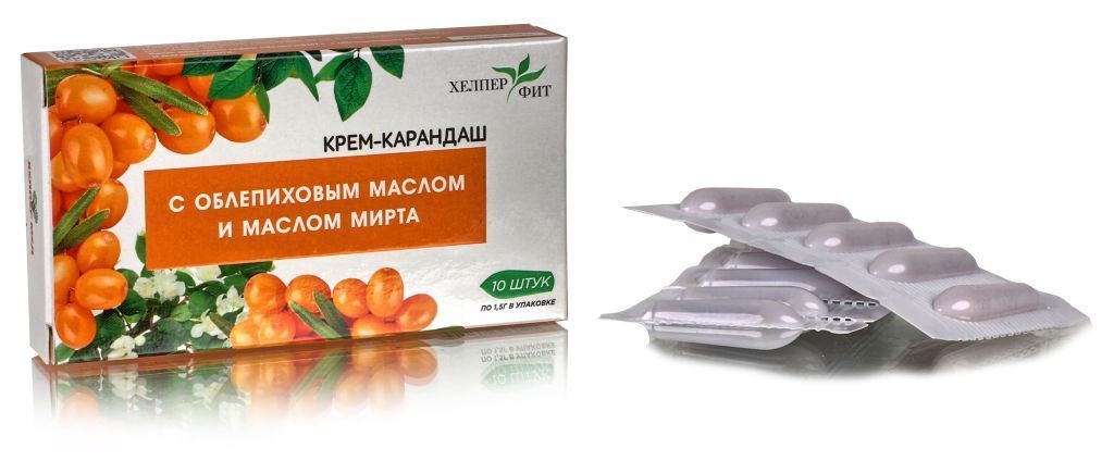 

КРЕМ-КАРАНДАШ с облепиховым маслом и маслом мирта. 10шт по 1,5г