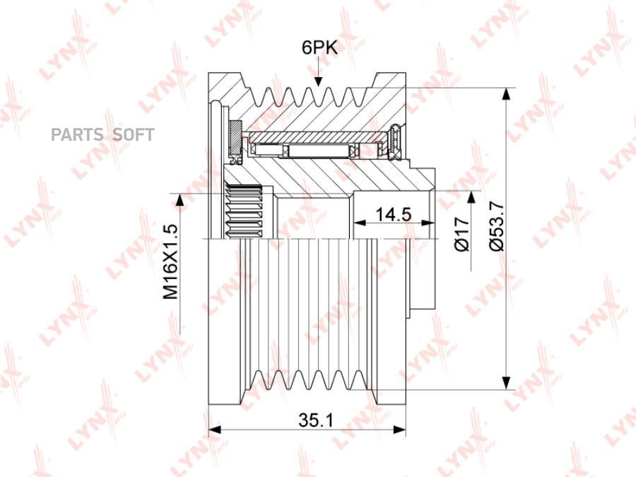 Шкив генератора LYNXauto PA1145 100036382949