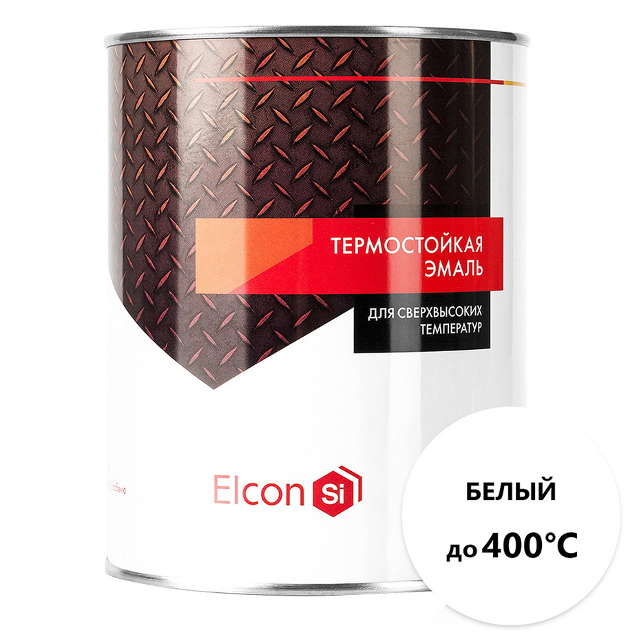 фото Термостойкая антикоррозийная эмаль elcon до 400° белый (0.8 кг)