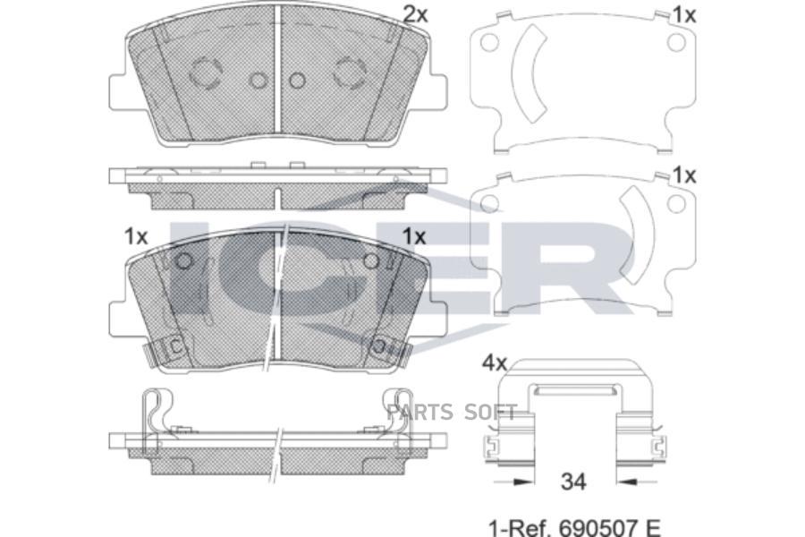 

Колодки дисковые передние \ Kia Stinger 1шт ICER 182316 182316