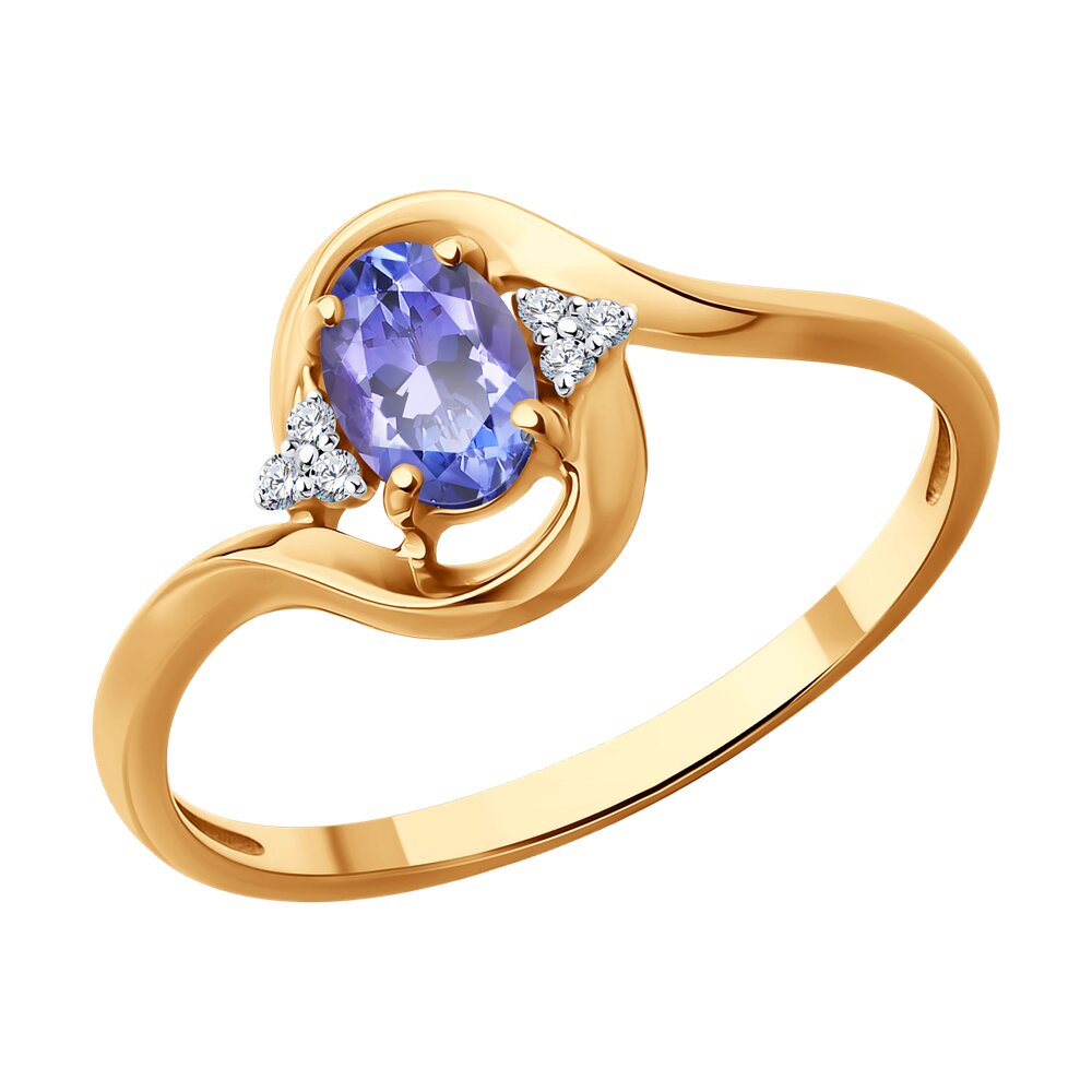 

Кольцо из золота р.  SOKOLOV 6014363, бриллиант\танзанит, 6014363