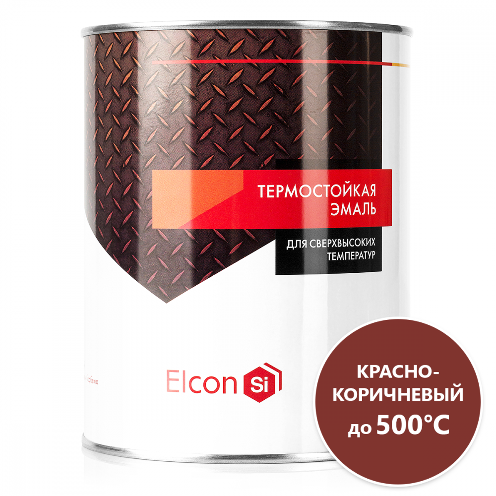 Термостойкая антикоррозийная эмаль Elcon до 500° красно-коричневый (0.8 кг)