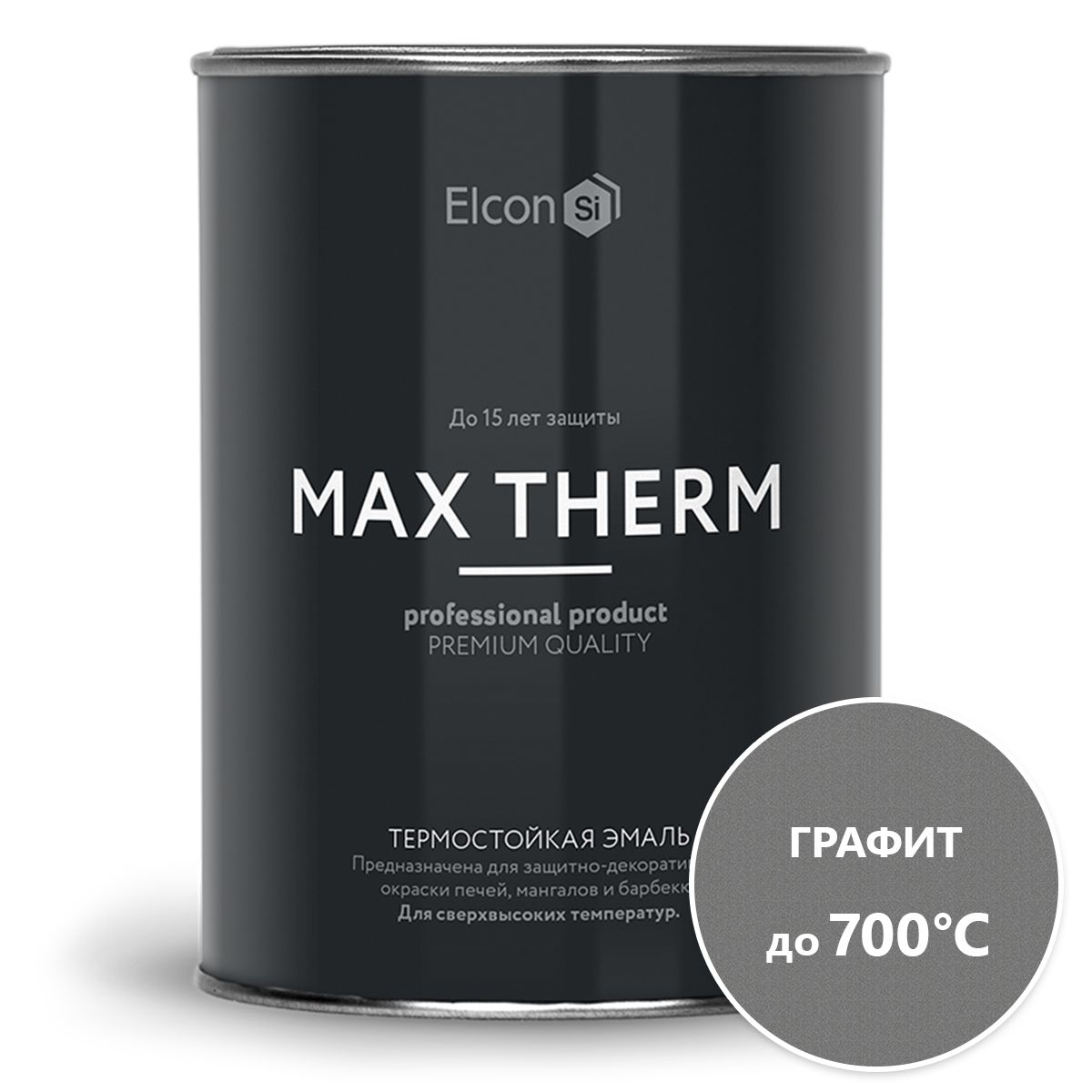 фото Термостойкая антикоррозионная краска elcon max therm до 700 градусов, 0,8 л, графит