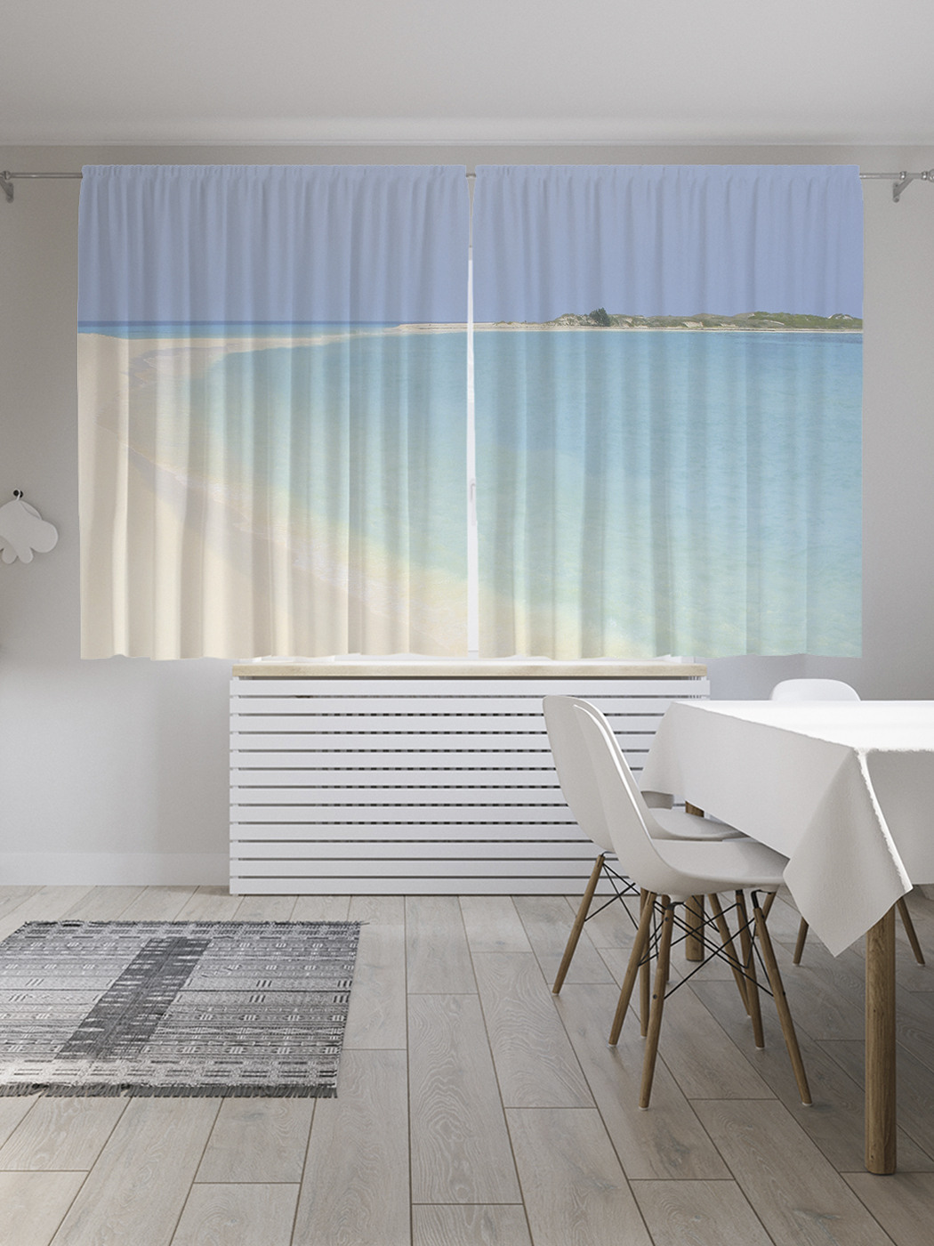 

Шторы с фотопечатью JoyArty "Тихое побережье" из сатена, 290х180 см