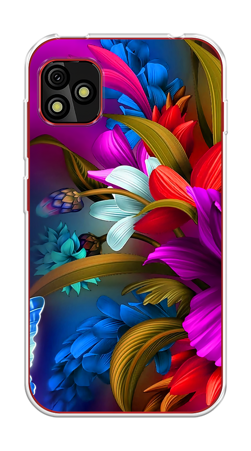 

Чехол на BQ 5060L "Фантастические цветы", Фиолетовый;красный;синий, 201750-2