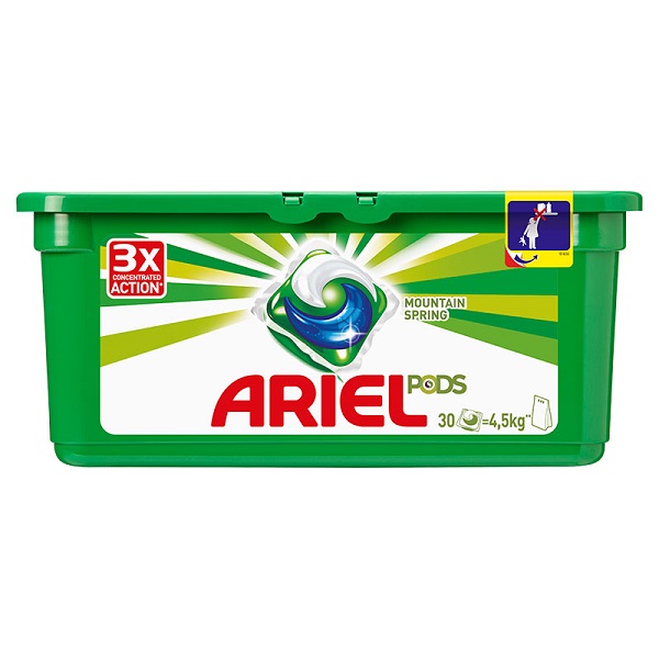 фото Средство для стирки ariel liquid capsules горный родник в капсулах 30х27г франция