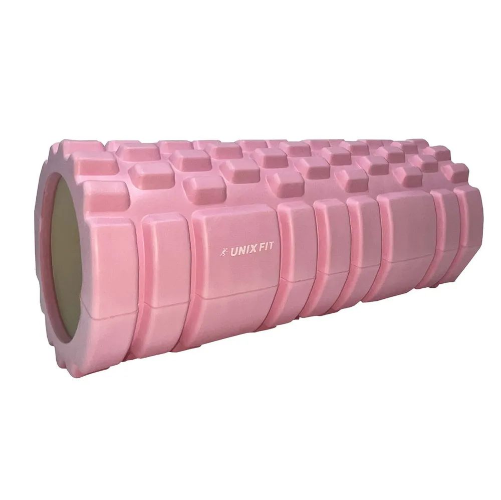 Ролик массажный UNIX Fit МФР ролл для фитнеса и йоги, диаметр 13,5 см, розовый