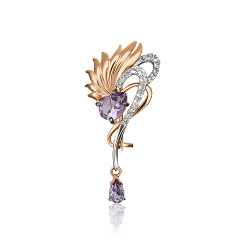 

Брошь из золота PLATINA jewelry 04-0244-00-225-1111-57, топаз\аметист, 04-0244-00-225-1111-57